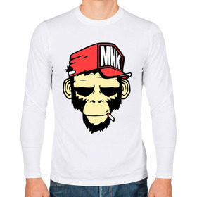 Мужской лонгслив хлопок с принтом Monkey Swag в Тюмени, 100% хлопок |  | cap | hat | head | mnk | monkey | swag | голова | кепка | мартышка | обезьяна | свэг
