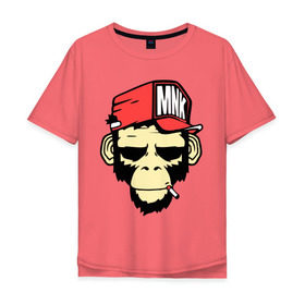 Мужская футболка хлопок Oversize с принтом Monkey Swag в Тюмени, 100% хлопок | свободный крой, круглый ворот, “спинка” длиннее передней части | cap | hat | head | mnk | monkey | swag | голова | кепка | мартышка | обезьяна | свэг