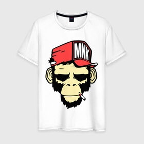 Мужская футболка хлопок с принтом Monkey Swag в Тюмени, 100% хлопок | прямой крой, круглый вырез горловины, длина до линии бедер, слегка спущенное плечо. | Тематика изображения на принте: cap | hat | head | mnk | monkey | swag | голова | кепка | мартышка | обезьяна | свэг