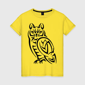 Женская футболка хлопок с принтом Сова кельтский орнамент в Тюмени, 100% хлопок | прямой крой, круглый вырез горловины, длина до линии бедер, слегка спущенное плечо | сова
