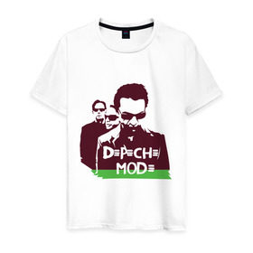 Мужская футболка хлопок с принтом DM portrait в Тюмени, 100% хлопок | прямой крой, круглый вырез горловины, длина до линии бедер, слегка спущенное плечо. | depeche mode | группа | депеш мод | дипи шмот | лица | меломанам | музыка | рок