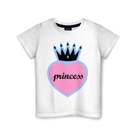 Детская футболка хлопок с принтом Princess в Тюмени, 100% хлопок | круглый вырез горловины, полуприлегающий силуэт, длина до линии бедер | 