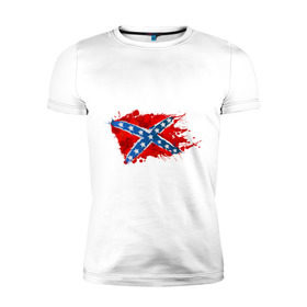 Мужская футболка премиум с принтом Конфедерация брызги в Тюмени, 92% хлопок, 8% лайкра | приталенный силуэт, круглый вырез ворота, длина до линии бедра, короткий рукав | америка | звезды | конфедеративные штаты америки | конфедерация | орел | патриоты | символика | сша | туристам | флаг