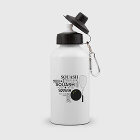 Бутылка спортивная с принтом SQUASH в Тюмени, металл | емкость — 500 мл, в комплекте две пластиковые крышки и карабин для крепления | 