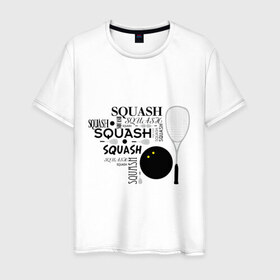 Мужская футболка хлопок с принтом SQUASH в Тюмени, 100% хлопок | прямой крой, круглый вырез горловины, длина до линии бедер, слегка спущенное плечо. | Тематика изображения на принте: 