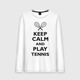 Мужской лонгслив хлопок с принтом Play tennis в Тюмени, 100% хлопок |  | ракетка | тенис | теннис | теннисист