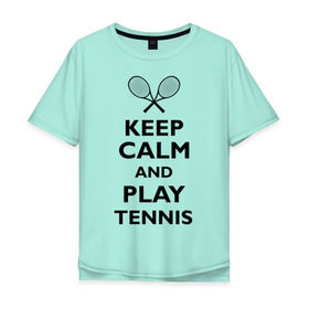 Мужская футболка хлопок Oversize с принтом Play tennis в Тюмени, 100% хлопок | свободный крой, круглый ворот, “спинка” длиннее передней части | ракетка | тенис | теннис | теннисист