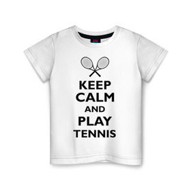 Детская футболка хлопок с принтом Play tennis в Тюмени, 100% хлопок | круглый вырез горловины, полуприлегающий силуэт, длина до линии бедер | ракетка | тенис | теннис | теннисист