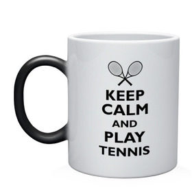 Кружка хамелеон с принтом Play tennis в Тюмени, керамика | меняет цвет при нагревании, емкость 330 мл | ракетка | тенис | теннис | теннисист