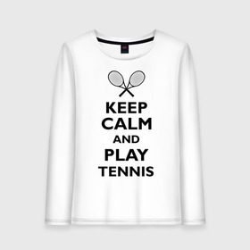 Женский лонгслив хлопок с принтом Play tennis в Тюмени, 100% хлопок |  | ракетка | тенис | теннис | теннисист