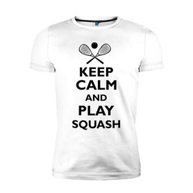 Мужская футболка премиум с принтом Play Squash в Тюмени, 92% хлопок, 8% лайкра | приталенный силуэт, круглый вырез ворота, длина до линии бедра, короткий рукав | 