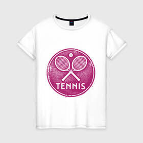 Женская футболка хлопок с принтом Tennis в Тюмени, 100% хлопок | прямой крой, круглый вырез горловины, длина до линии бедер, слегка спущенное плечо | 