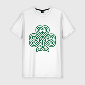 Мужская футболка премиум с принтом Кельтский клевер в Тюмени, 92% хлопок, 8% лайкра | приталенный силуэт, круглый вырез ворота, длина до линии бедра, короткий рукав | кельт | клевер | удача | узор | цветок