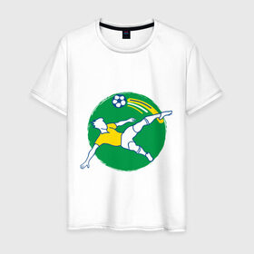 Мужская футболка хлопок с принтом Футболист в Тюмени, 100% хлопок | прямой крой, круглый вырез горловины, длина до линии бедер, слегка спущенное плечо. | 