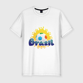 Мужская футболка премиум с принтом Brasil 2014 в Тюмени, 92% хлопок, 8% лайкра | приталенный силуэт, круглый вырез ворота, длина до линии бедра, короткий рукав | бразилия