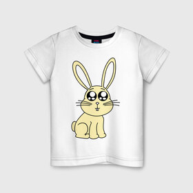 Детская футболка хлопок с принтом Милый зайчонок в Тюмени, 100% хлопок | круглый вырез горловины, полуприлегающий силуэт, длина до линии бедер | глаза | зайчик | заяц | маленький | милый