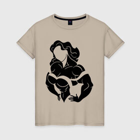 Женская футболка хлопок с принтом Фитоняшка в Тюмени, 100% хлопок | прямой крой, круглый вырез горловины, длина до линии бедер, слегка спущенное плечо | 