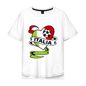 Мужская футболка хлопок Oversize с принтом Сборная Италии по футболу в Тюмени, 100% хлопок | свободный крой, круглый ворот, “спинка” длиннее передней части | football | italia | team | италия | сборная | флаг италии | футбол | футбольный мяч