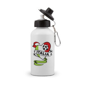 Бутылка спортивная с принтом Сборная Италии по футболу в Тюмени, металл | емкость — 500 мл, в комплекте две пластиковые крышки и карабин для крепления | football | italia | team | италия | сборная | флаг италии | футбол | футбольный мяч