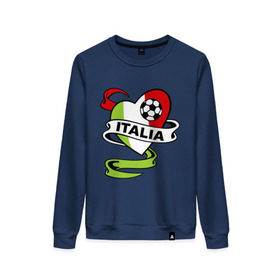 Женский свитшот хлопок с принтом Сборная Италии по футболу в Тюмени, 100% хлопок | прямой крой, круглый вырез, на манжетах и по низу широкая трикотажная резинка  | football | italia | team | италия | сборная | флаг италии | футбол | футбольный мяч