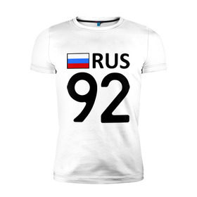 Мужская футболка премиум с принтом Севастополь (92) в Тюмени, 92% хлопок, 8% лайкра | приталенный силуэт, круглый вырез ворота, длина до линии бедра, короткий рукав | 92 | регион | россия | севастополь