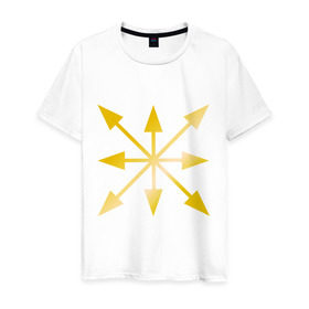 Мужская футболка хлопок с принтом Евразийский союз молодежи (золото) в Тюмени, 100% хлопок | прямой крой, круглый вырез горловины, длина до линии бедер, слегка спущенное плечо. | евразия | молодежь | союз | эмблема
