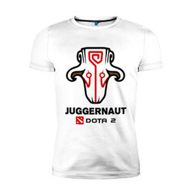 Мужская футболка премиум с принтом Juggernaut Dota2 в Тюмени, 92% хлопок, 8% лайкра | приталенный силуэт, круглый вырез ворота, длина до линии бедра, короткий рукав | Тематика изображения на принте: dota | juggernaut | джаггернаут | дота