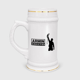 Кружка пивная с принтом Armin addicted в Тюмени,  керамика (Материал выдерживает высокую температуру, стоит избегать резкого перепада температур) |  объем 630 мл | Тематика изображения на принте: addicted | buuren | van | аrmin