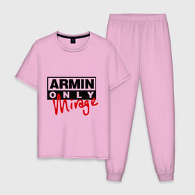 Мужская пижама хлопок с принтом Armin only - mirage в Тюмени, 100% хлопок | брюки и футболка прямого кроя, без карманов, на брюках мягкая резинка на поясе и по низу штанин
 | addicted | buuren | mirage | van | аrmin