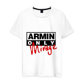 Мужская футболка хлопок с принтом Armin only - mirage в Тюмени, 100% хлопок | прямой крой, круглый вырез горловины, длина до линии бедер, слегка спущенное плечо. | Тематика изображения на принте: addicted | buuren | mirage | van | аrmin