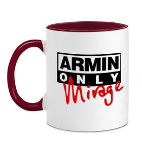 Кружка двухцветная с принтом Armin only - mirage в Тюмени, керамика | объем — 330 мл, диаметр — 80 мм. Цветная ручка и кайма сверху, в некоторых цветах — вся внутренняя часть | addicted | buuren | mirage | van | аrmin