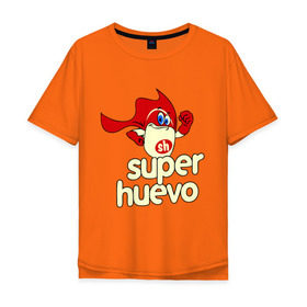 Мужская футболка хлопок Oversize с принтом Super Huevo в Тюмени, 100% хлопок | свободный крой, круглый ворот, “спинка” длиннее передней части | huevo | super | герой | супер