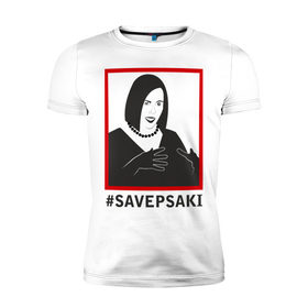 Мужская футболка премиум с принтом SAVE PSAKI в Тюмени, 92% хлопок, 8% лайкра | приталенный силуэт, круглый вырез ворота, длина до линии бедра, короткий рукав | jan | psaki | savepsaki | джен | дженнифер | псаки