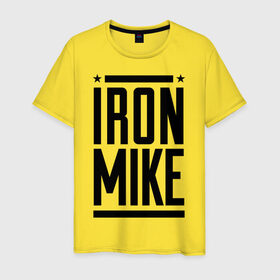 Мужская футболка хлопок с принтом Iron Mike в Тюмени, 100% хлопок | прямой крой, круглый вырез горловины, длина до линии бедер, слегка спущенное плечо. | iron | mike | бокс | железный | замбидис | майк | чемпион
