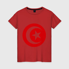 Женская футболка хлопок с принтом Тунис в Тюмени, 100% хлопок | прямой крой, круглый вырез горловины, длина до линии бедер, слегка спущенное плечо | звезда | полумесяц | тунис | флаг