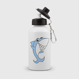 Бутылка спортивная с принтом Акула девочка в Тюмени, металл | емкость — 500 мл, в комплекте две пластиковые крышки и карабин для крепления | акула | девочка | милая | улыбка