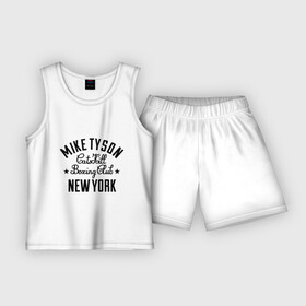 Детская пижама с шортами хлопок с принтом Mike Tyson CatsKill Boxing Club в Тюмени,  |  | boxing | catskill | club | mike | new | tyson | york | бокс | йорк | клуб | майк | нью | тайсон