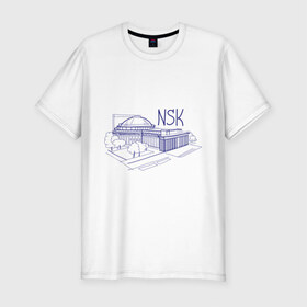 Мужская футболка премиум с принтом NSK в Тюмени, 92% хлопок, 8% лайкра | приталенный силуэт, круглый вырез ворота, длина до линии бедра, короткий рукав | nsk | город | новосибирск | театр
