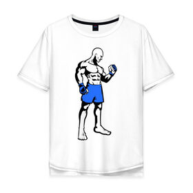 Мужская футболка хлопок Oversize с принтом Суровый боец в Тюмени, 100% хлопок | свободный крой, круглый ворот, “спинка” длиннее передней части | боец | боксер | спортсмен | суровый