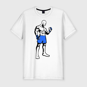 Мужская футболка премиум с принтом Суровый боец в Тюмени, 92% хлопок, 8% лайкра | приталенный силуэт, круглый вырез ворота, длина до линии бедра, короткий рукав | боец | боксер | спортсмен | суровый