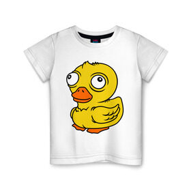Детская футболка хлопок с принтом Чокнутая утка в Тюмени, 100% хлопок | круглый вырез горловины, полуприлегающий силуэт, длина до линии бедер | странная | сумасшедшая | утенок | утка | уточка | чокнутая