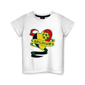 Детская футболка хлопок с принтом Сборная Бельгии по Футболу в Тюмени, 100% хлопок | круглый вырез горловины, полуприлегающий силуэт, длина до линии бедер | belgium | бельгия | мяч | сборная | флаг бельгии | футбол