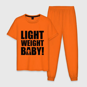 Мужская пижама хлопок с принтом Light weight babby в Тюмени, 100% хлопок | брюки и футболка прямого кроя, без карманов, на брюках мягкая резинка на поясе и по низу штанин
 | baby | light | weight | вес | детка | крошка | легкий