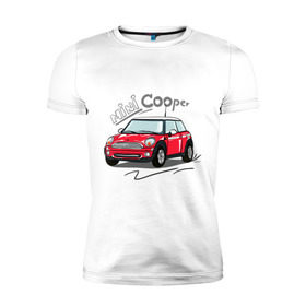 Мужская футболка премиум с принтом Mini Cooper в Тюмени, 92% хлопок, 8% лайкра | приталенный силуэт, круглый вырез ворота, длина до линии бедра, короткий рукав | mini cooper | автомобиль | машина | мини купер | миникупер