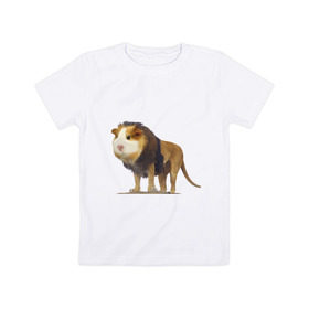 Детская футболка хлопок с принтом Свинолев в Тюмени, 100% хлопок | круглый вырез горловины, полуприлегающий силуэт, длина до линии бедер | swag | лев | морская | свинка | свэг
