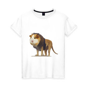 Женская футболка хлопок с принтом Свинолев в Тюмени, 100% хлопок | прямой крой, круглый вырез горловины, длина до линии бедер, слегка спущенное плечо | swag | лев | морская | свинка | свэг