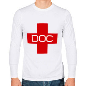 Мужской лонгслив хлопок с принтом Доктор в Тюмени, 100% хлопок |  | Тематика изображения на принте: doc | док | доктор | красный | крест
