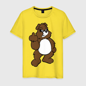Мужская футболка хлопок с принтом Сердитый мишка в Тюмени, 100% хлопок | прямой крой, круглый вырез горловины, длина до линии бедер, слегка спущенное плечо. | злой | медведь | мишка | сердитый