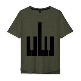 Мужская футболка хлопок Oversize с принтом Fuck your music! в Тюмени, 100% хлопок | свободный крой, круглый ворот, “спинка” длиннее передней части | your | вашу | клавиши | музыка | пианино | твою
