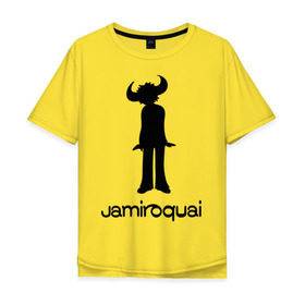 Мужская футболка хлопок Oversize с принтом Jamiroquai в Тюмени, 100% хлопок | свободный крой, круглый ворот, “спинка” длиннее передней части | funk | jamiroquai | jazz | джаз | джамирокуай | фанк